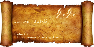 Janzer Jolán névjegykártya